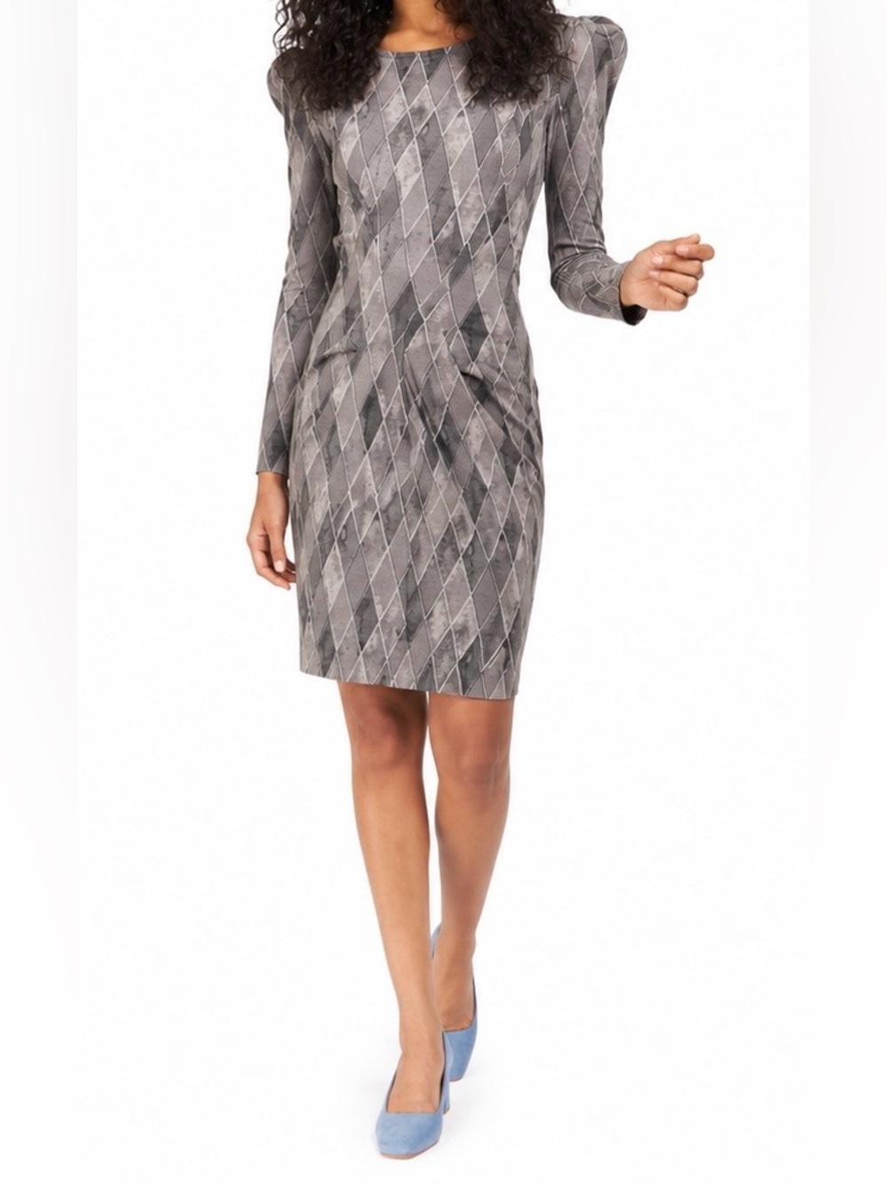 Stine Goya Prism Harlequin Print Low Back Mini Dress Gray XS
